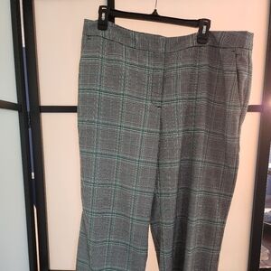Women's Gray Plaid Wide Leg Ankle Length Dress Pants, Sz. 16